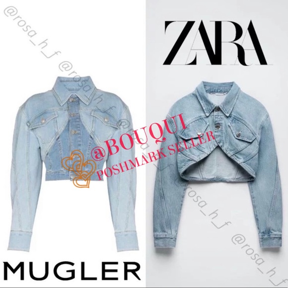 BLOGGERS FAV ZARA LONG SLEEVES CROPPED DENIM JEANS JACKET - Picture 4 of 15